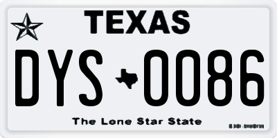 TX license plate DYS0086