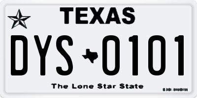 TX license plate DYS0101