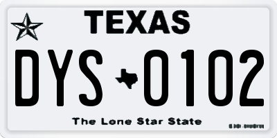 TX license plate DYS0102