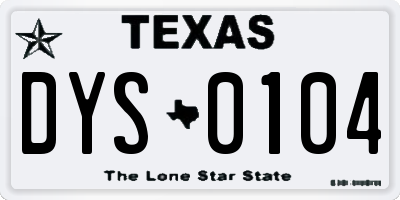TX license plate DYS0104