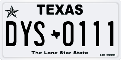 TX license plate DYS0111