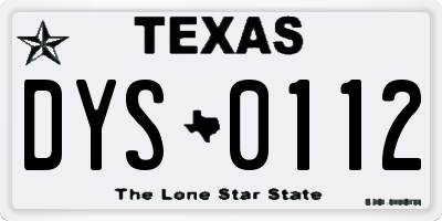 TX license plate DYS0112