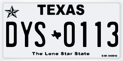 TX license plate DYS0113
