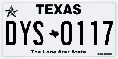 TX license plate DYS0117