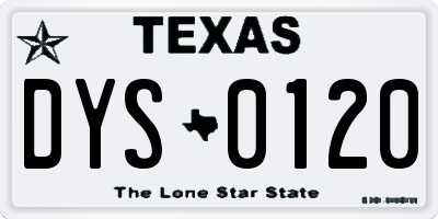 TX license plate DYS0120