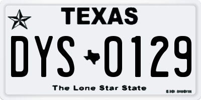 TX license plate DYS0129