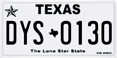 TX license plate DYS0130