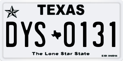 TX license plate DYS0131