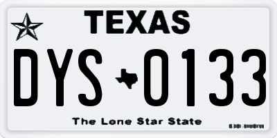 TX license plate DYS0133