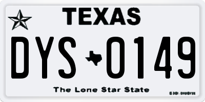 TX license plate DYS0149