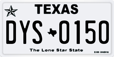 TX license plate DYS0150