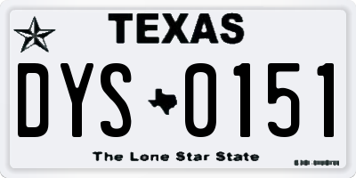 TX license plate DYS0151