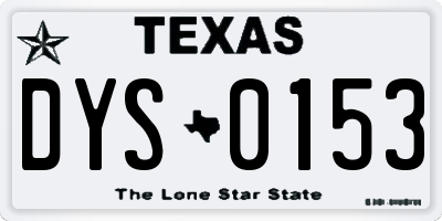 TX license plate DYS0153