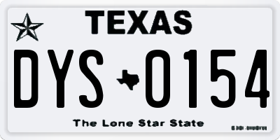 TX license plate DYS0154