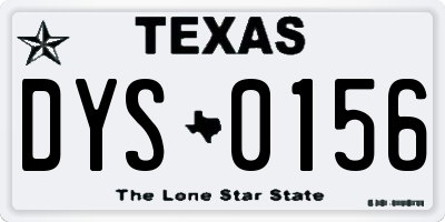 TX license plate DYS0156