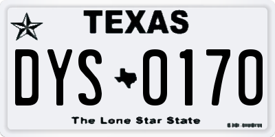 TX license plate DYS0170
