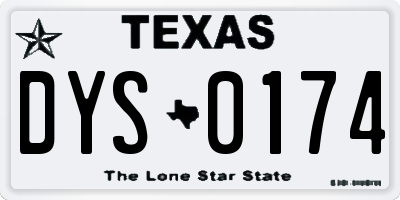 TX license plate DYS0174