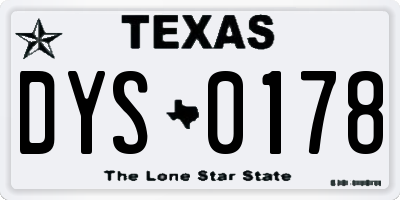 TX license plate DYS0178