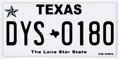 TX license plate DYS0180