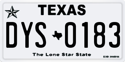 TX license plate DYS0183