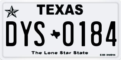 TX license plate DYS0184