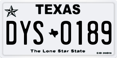 TX license plate DYS0189