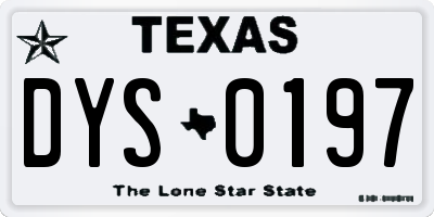 TX license plate DYS0197
