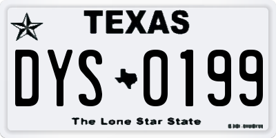 TX license plate DYS0199