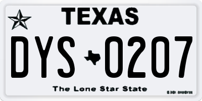 TX license plate DYS0207