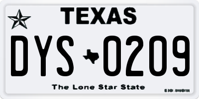 TX license plate DYS0209