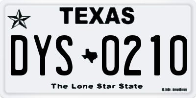 TX license plate DYS0210