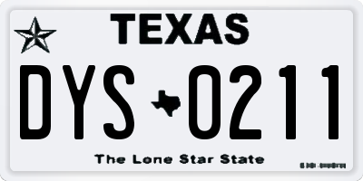 TX license plate DYS0211
