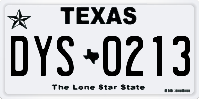 TX license plate DYS0213