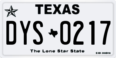 TX license plate DYS0217