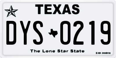 TX license plate DYS0219