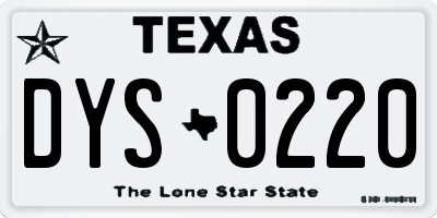 TX license plate DYS0220