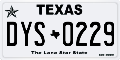 TX license plate DYS0229