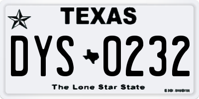 TX license plate DYS0232