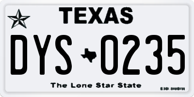 TX license plate DYS0235