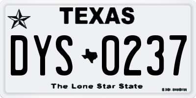 TX license plate DYS0237