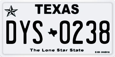 TX license plate DYS0238