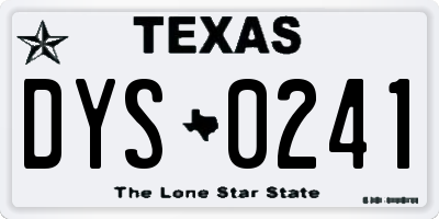 TX license plate DYS0241