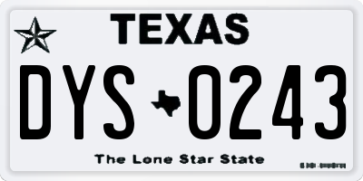 TX license plate DYS0243