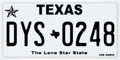 TX license plate DYS0248