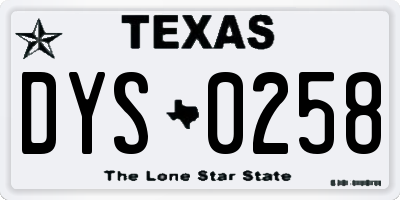 TX license plate DYS0258