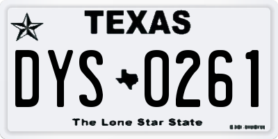 TX license plate DYS0261