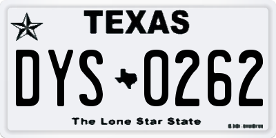 TX license plate DYS0262