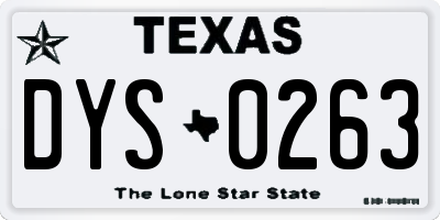 TX license plate DYS0263
