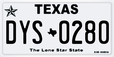 TX license plate DYS0280