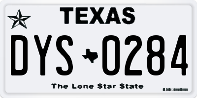 TX license plate DYS0284